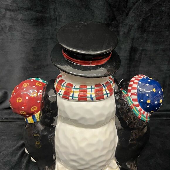 Snowman and penguin cookie jar - Picture 3 of 7